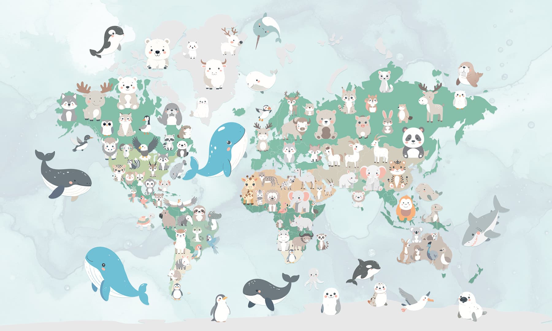 Papier peint Animal World Light Blue
