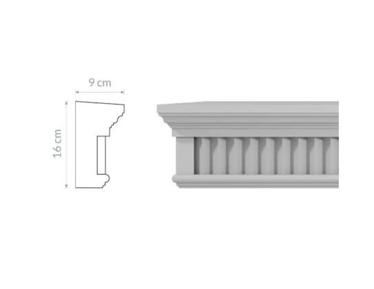 Corniche de fenêtre GO11 - Style néoclassique Personnalisée - Coupes et finition d’usine – gratuites.