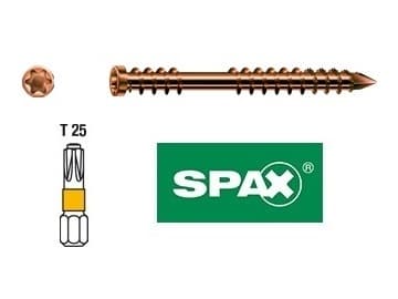 5,0×60 Vis inox pour bois acier A2 "vieil or" SPAX