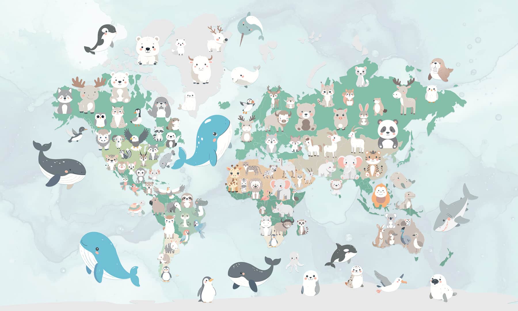 Papier peint Animal World Light Blue
