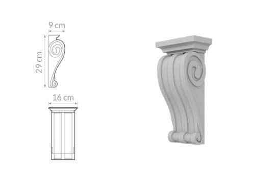 Support décoratif W14 : orné de volutes et de courbes