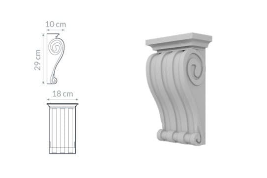 Support décoratif à profil classique rainuré