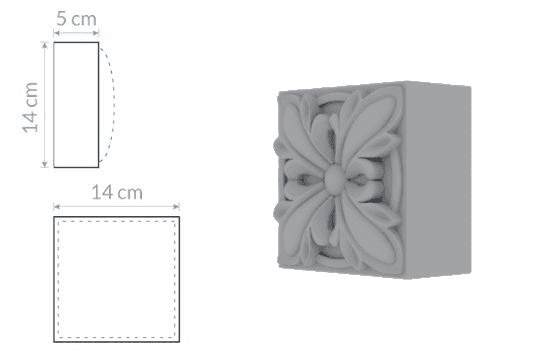 Support décoratif W6 : motif d'une fleur stylisée