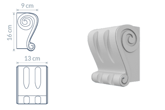 Support décoratif W9 : ornée de motifs en spirale